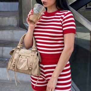 Vintage Style Italian Genuine Leather Bag Powder Pink Handmade Bag Made in Italy